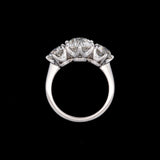 Custom Platinum Three Old European Cut Diamond Ring