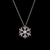 Custom Middlesex Diamond Snowflake Pendant With 18 Inch Chain, 14K White Gold