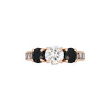 Custom 14K Yellow Gold Diamond And Sapphire Ring With Channel Set Diamonds And Hinged Shank