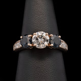 Custom 14K Yellow Gold Diamond And Sapphire Ring With Channel Set Diamonds And Hinged Shank