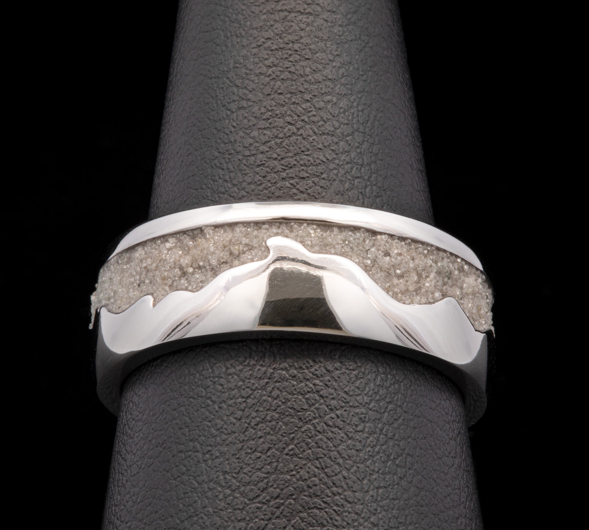 Custom Platinum Mountain Band With Diamond Dust Sky