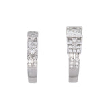 Custom Platinum Radiant And Princess Cut Diamond Ring With Geometric Pattern Diamond Band