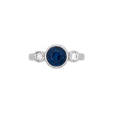 Custom Platinum Bezel Set Sapphire And Diamond Ring