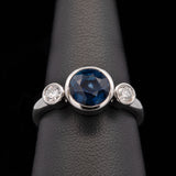 Custom Platinum Bezel Set Sapphire And Diamond Ring