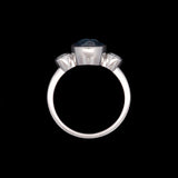 Custom Platinum Bezel Set Sapphire And Diamond Ring