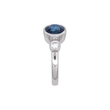 Custom Platinum Bezel Set Sapphire And Diamond Ring