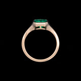 Custom 18K Yellow Gold Bezel Set Brazilian Emerald Cut Emerald Engagement Ring