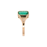 Custom 18K Yellow Gold Bezel Set Brazilian Emerald Cut Emerald Engagement Ring
