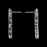 Custom 18K Yellow Gold Art Deco Style Diamond And Emerald Drop Earrings With Square Cut Diamond Tops