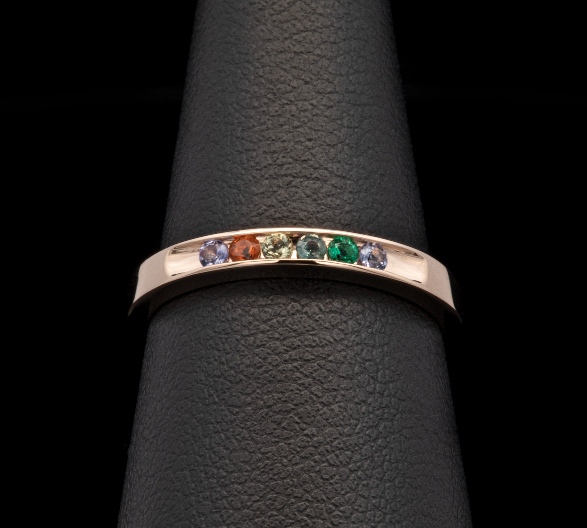 Custom 14K Yellow Gold Six Stone Channel Set Mothers Ring