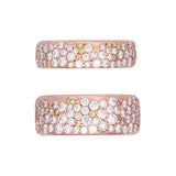 Custom 18K Rose Gold Matching Pave Diamond Eternity Wedding Bands With Fancy Yellow Diamonds
