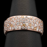 Custom 18K Rose Gold Matching Pave Diamond Eternity Wedding Bands With Fancy Yellow Diamonds
