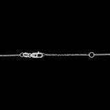 Custom 18K White Gold Art Deco Style Diamond And Emerald Filigree Drop Necklace, 18 Inches