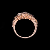 Custom 18K Rose Gold Green Tourmaline And Diamond Ring With Gardenia Flowers And Leaves