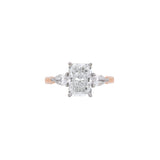 Custom 14K Yellow And White Gold Radiant And Pear Cut Diamond Engagement Ring With Engraved Shank
