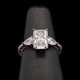 Custom 14K Yellow And White Gold Radiant And Pear Cut Diamond Engagement Ring With Engraved Shank