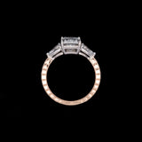 Custom 14K Yellow And White Gold Radiant And Pear Cut Diamond Engagement Ring With Engraved Shank