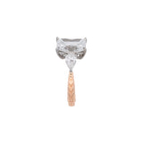 Custom 14K Yellow And White Gold Radiant And Pear Cut Diamond Engagement Ring With Engraved Shank
