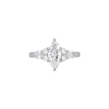 Custom Platinum Marquise Diamond Engagement Ring With Pear And Round Brilliant Cut Diamonds