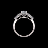 Custom Platinum Marquise Diamond Engagement Ring With Pear And Round Brilliant Cut Diamonds