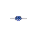 Custom Platinum Oval Lavender Sapphire Set In Half Bezel Ring