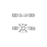 Custom Platinum Diamond Engagement Ring With Matching Bar Set Diamond Wedding Band