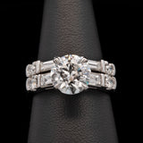 Custom Platinum Diamond Engagement Ring With Matching Bar Set Diamond Wedding Band