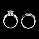 Custom Platinum Diamond Engagement Ring With Matching Bar Set Diamond Wedding Band
