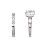 Custom Platinum Diamond Engagement Ring With Matching Bar Set Diamond Wedding Band