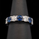 Custom 18K White Gold Alternating Sapphire And Diamond Eternity Band