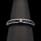 Custom Platinum Sapphire And Diamond Channel Set Eternity Band
