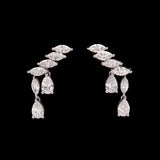 Custom 18K White Gold Marquise And Pear Cut Diamond Crawler Earrings