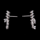 Custom 18K White Gold Marquise And Pear Cut Diamond Crawler Earrings