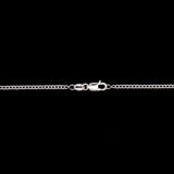 Custom 14K White Gold Three Stone Ruby And Diamond Accent Necklace, 18 Inches