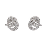 Custom 18K White Gold Kwiat Open Knot Diamond Stud Earrings