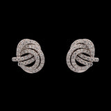Custom 18K White Gold Kwiat Open Knot Diamond Stud Earrings