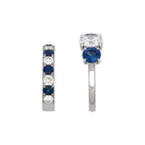 Custom Platinum Diamond And Sapphire Engagement Ring With Matching Sapphire And Diamond Band