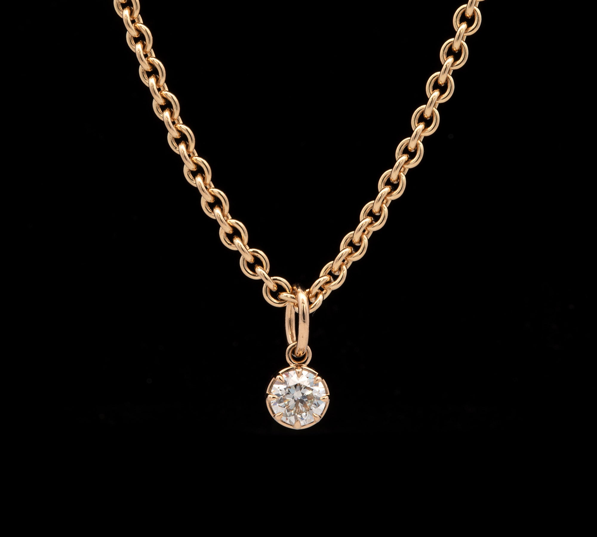 Custom 18K Yellow Gold "Polly" Single Stone Diamond Charm Pendant With Detachable Bail