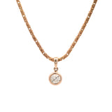 Custom 14K Yellow Gold Bezel Set Old European Cut Diamond Pendant With 18inch Chain