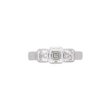 Custom Platinum Bezel Set Three Stone Asscher Cut Diamond Ring