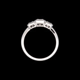 Custom Platinum Bezel Set Three Stone Asscher Cut Diamond Ring