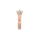 Custom 14K Yellow Gold Floral Engagement Ring With Square Radiant Cut Diamond