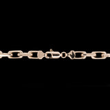 Custom 14K Yellow Gold Solid French Cable Chain Link Necklace With Bezel Set Asscher Cut Diamond And Oval Emerald, 16.5 Inches