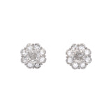 Custom 18K White Gold Rose Cut Diamond Stud Earrings