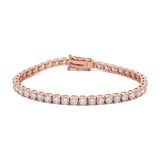 Custom 14K Rose Gold 8.15ctw Round Brilliant Cut Diamond Triple Safety Line Bracelet, 6.75 Inches