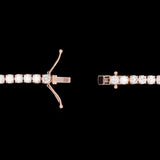 Custom 14K Rose Gold 8.15ctw Round Brilliant Cut Diamond Triple Safety Line Bracelet, 6.75 Inches