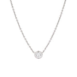 18K White Gold Bezel Set 1.00ctw Round Diamond Pendant With 16 Inch Chain