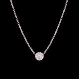 18K White Gold Bezel Set 1.00ctw Round Diamond Pendant With 16 Inch Chain