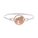 14K Yellow Gold Covered Bridge Side View Disc With Sterling Silver Bracelet