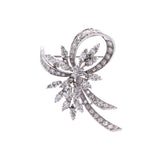 14K White Gold Diamond Brooch